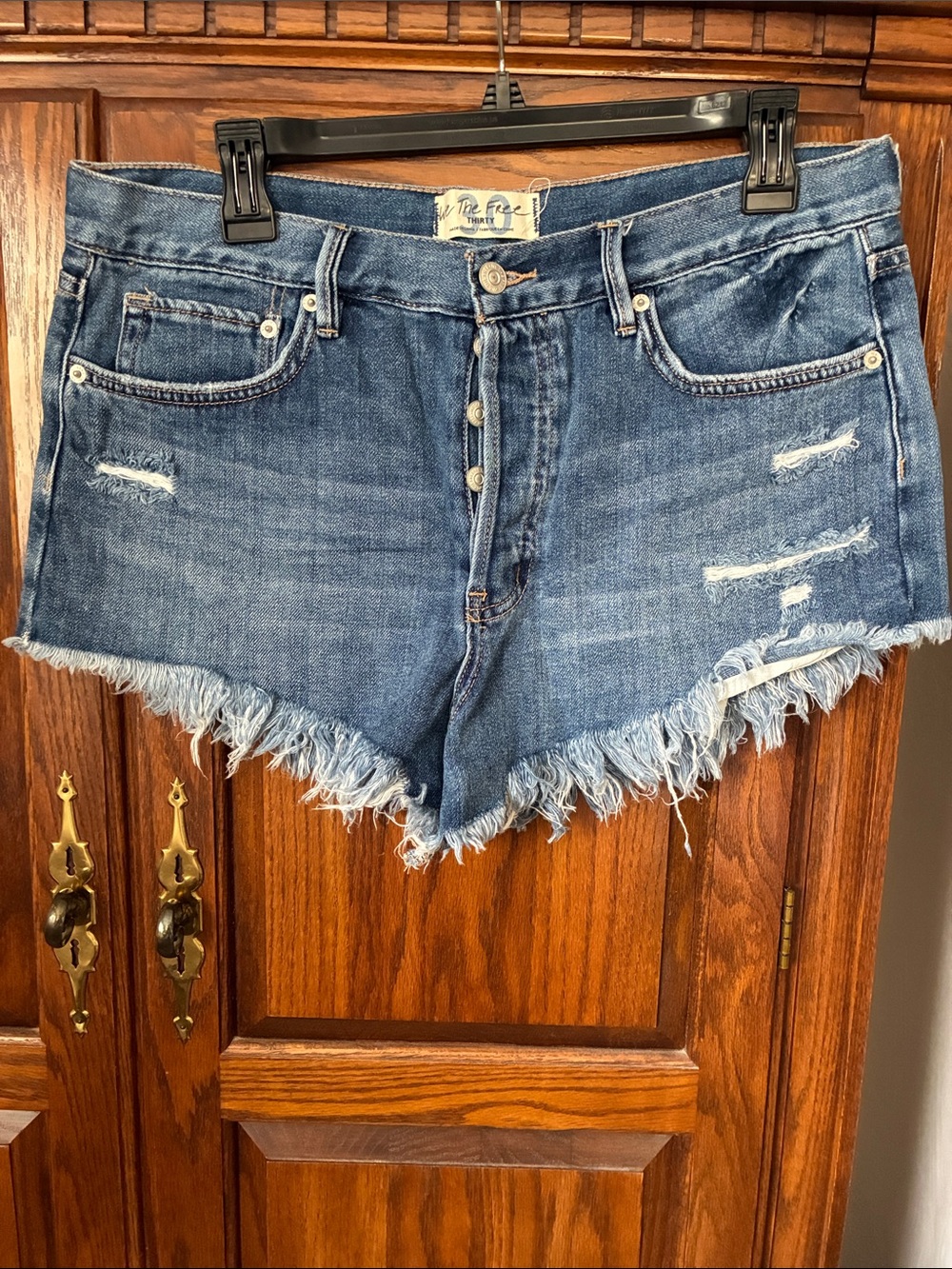 We The Free Medium Blue Distressed Denim Cutoff Shorts